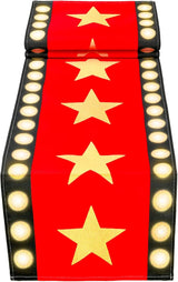 13 x 72 Inch Movie Night Table Runner with Gold Star Design Red