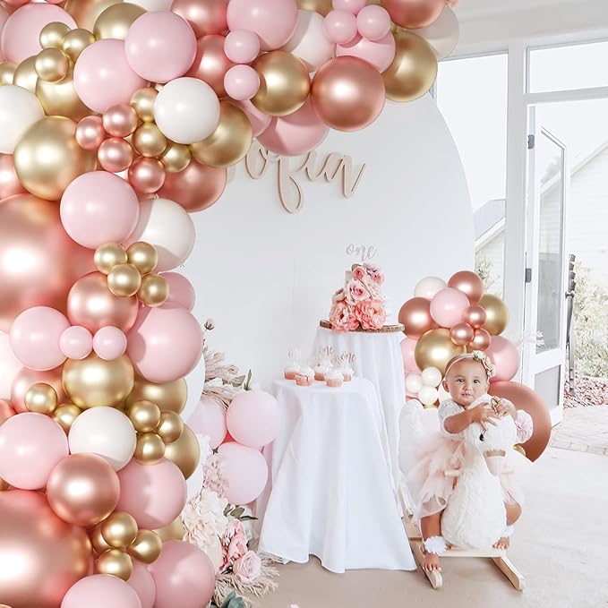 Rose Gold Pink Balloon Arch Kit 163 Pcs rose gold Balloon Garland