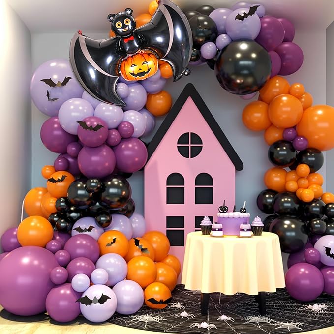 Halloween Balloon Arch Garland Pink Purple Balloons with Star Cute