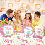 Easter Party Supplies 142Pcs Easter Party Plates Napkins Tablecloths