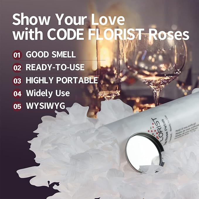 CODE FLORIST 1500 PCS White Silk Rose Petals for Valentine's