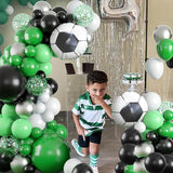 Soccer Party Balloon Garland Arch Kit Green Black White Metallic