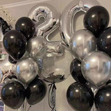Black and Silver Balloons, 67pcs 12 Inch Metallic Silver and Black