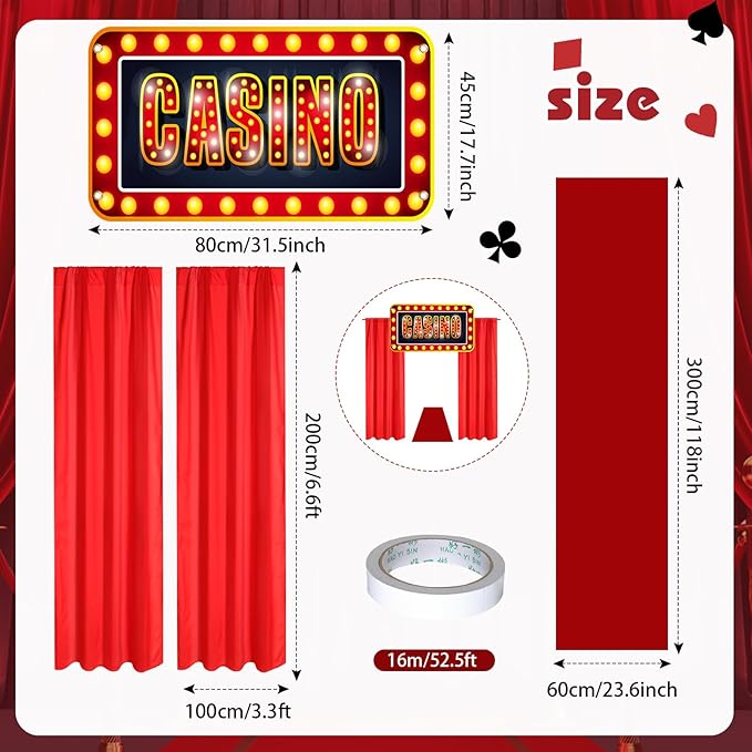 4 Pcs Casino Night Party Entryway Banner Decorations Casino Theme