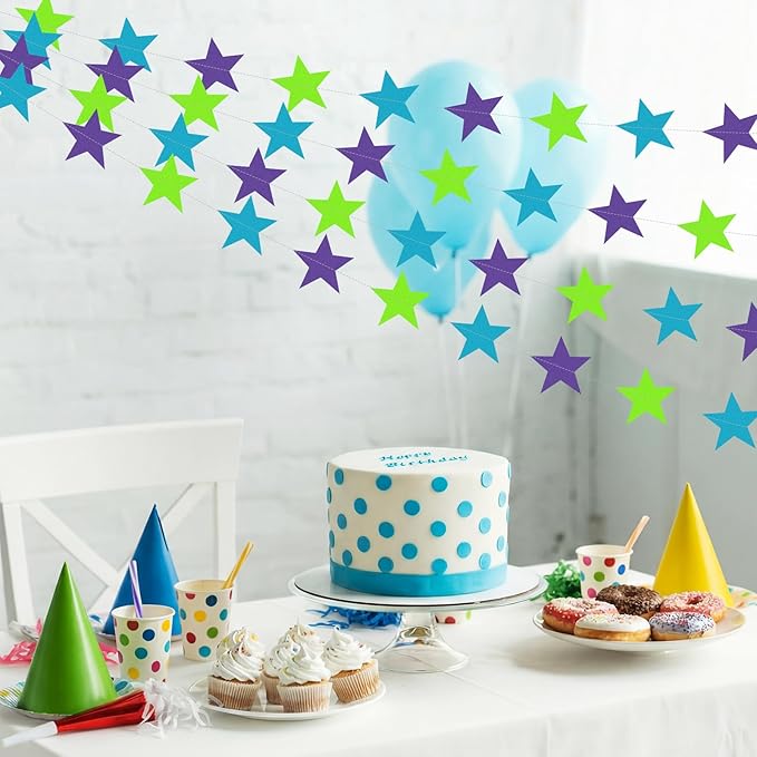 Patelai Glitter Star Garland Banner 2026 Party Decor 130 Feet Star Han