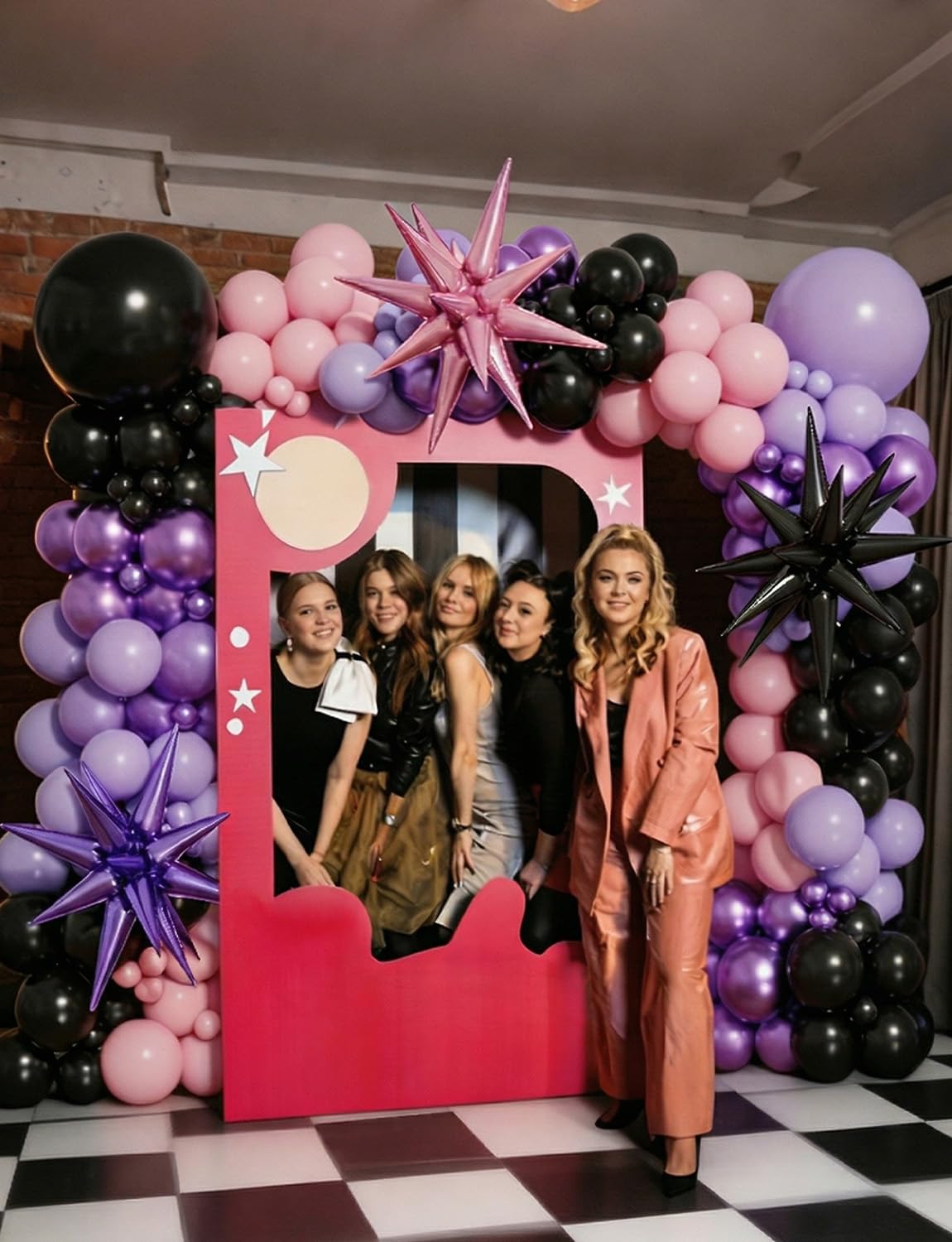 Pink and Purple Balloon Arch Garland Kit, 109PCS Pink Purple Black