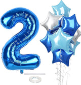 2nd Birthday Balloon for Boys, 40 Inch Number 2 Dark Blue, Large Foil