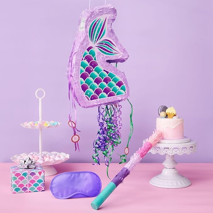 Foldable Mermaid Piñata Pull String Mermaid Birthday Party Supplies