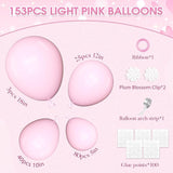Amandir 153pcs Pink Balloons Arch Garland Kit, Different Sizes 18 12