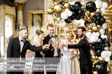 182pcs Black and Gold Balloons Garland Arch Kit, 5 10 12 18 inch