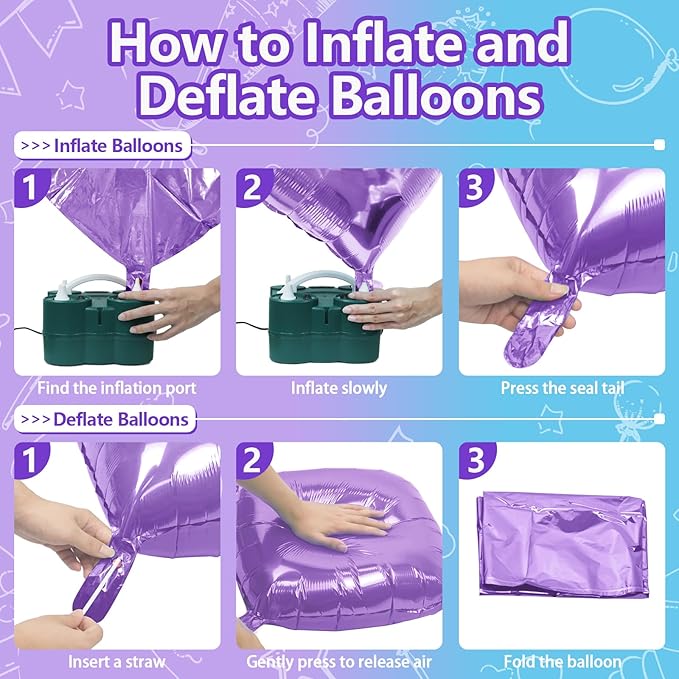 NISOCY 25PCS Light Purple and Blue Square Foil Balloons Wall Backdrop