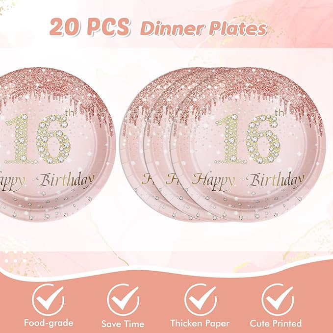 16th Birthday Party Decorations for Girls Rose Gold Birthday
