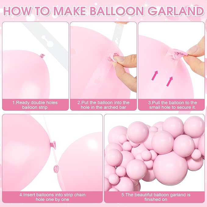 Amandir 153pcs Pink Balloons Arch Garland Kit, Different Sizes 18 12