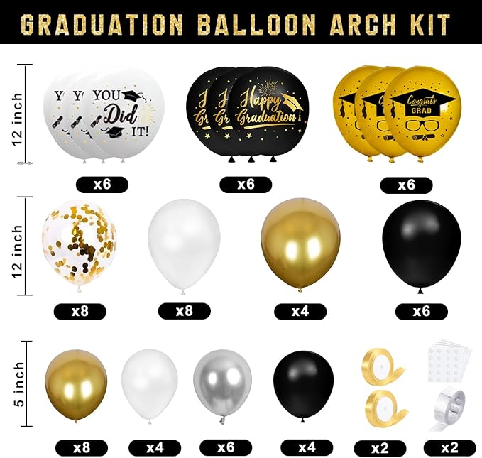 Graduation Decorations Class of 2026 - Black and Gold Graduation