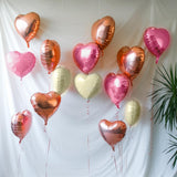 Pink White Heart Balloons, 19PCS Rose Gold and White Heart Shape