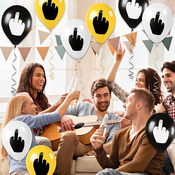 21 PCS Middle Finger Funny Balloons – Hilarious Birthday Decorations