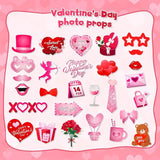Happy Valentine's Day Photo Booth Props with Photo Frame Red and