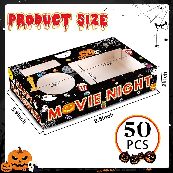 50Pcs Halloween Party Supplies Movie Night Paper Snack Trays Happy
