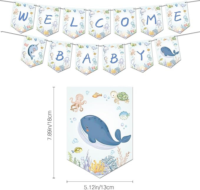 43Pcs Sea You Soon Baby Shower Decorations Under the Sea Baby Shower