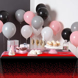 MASHAN 3Pcs Black and Red Tablecloth Party Decorations,Plastic Black