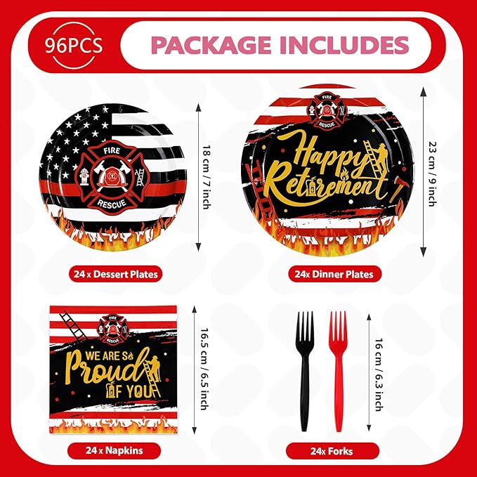 96 Pcs Firefighter Retirement Party Supplies We Are So Proud of You