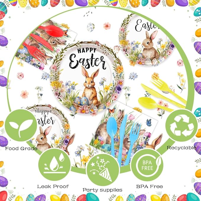 Easter Party Supplies Happy Easter Party Tableware Set Happy Easter