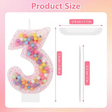 Pastel Macaron 3rd Birthday Candle Sweet Pink Number 3 Candle Cake