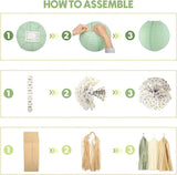 Amandir Baby Shower Decorations Sage Green Balloons Welcome Baby