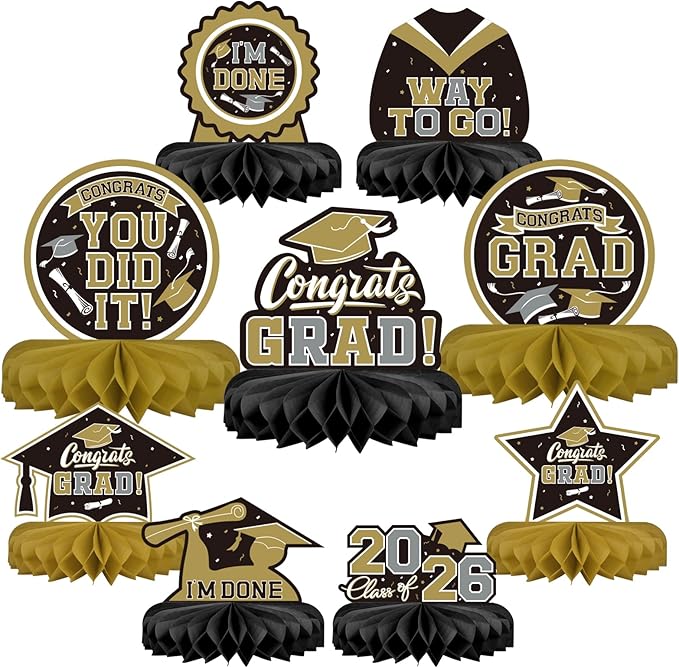 9PCS Graduation Party Decorations Class of 2026 Congrats Grad Table #3