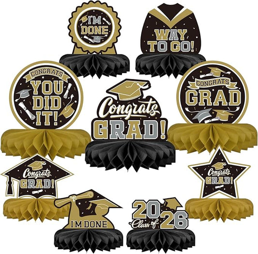 9PCS Graduation Party Decorations Class of 2026 Congrats Grad Table #3
