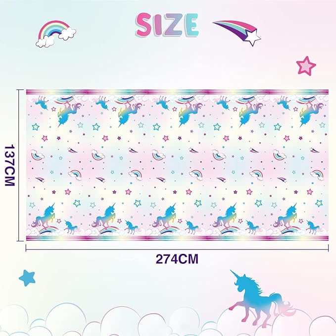 WERNNSAI 2PCS Unicorn Table Cloths - Unicorn Birthday Decorations