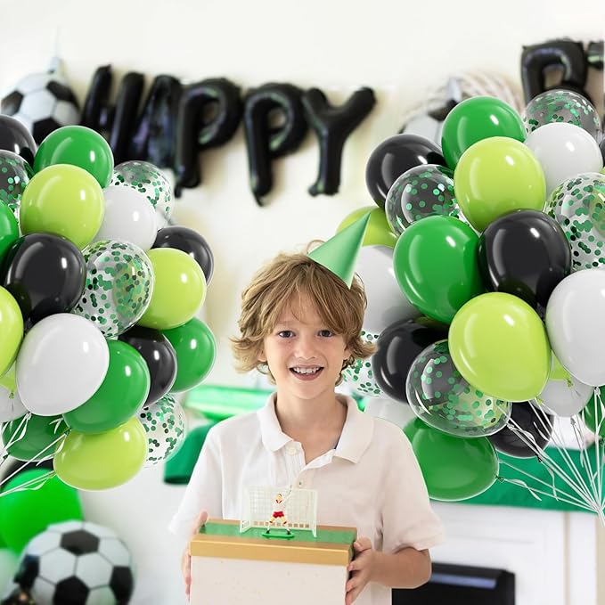 60pcs 12inch Green and Black Balloons, Black White Lime Green