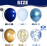 Navy Blue Gold Balloon, 60 Packs 12 Inch Metallic Blue and Macaron