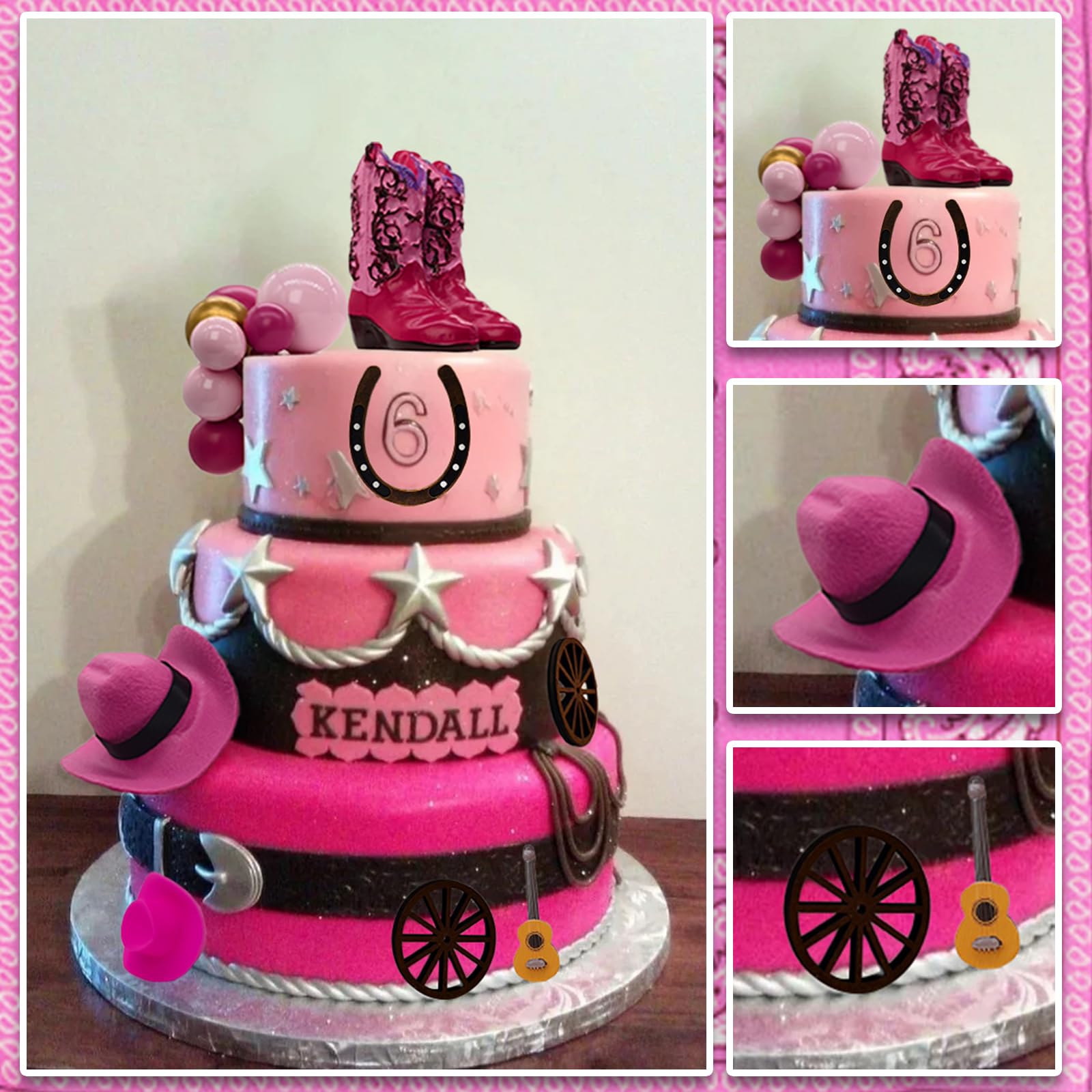 BiBo Cowgirl Cake Topper First Rodeo Birthday Cupcake Decorations Girl