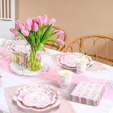 250 Pcs Pink Bow Paper Plates and Napkins Coquette Valentine's Day