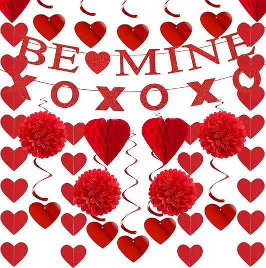 Valentines Day Decorations Red Heart Garland Galentines Decor 24pcs