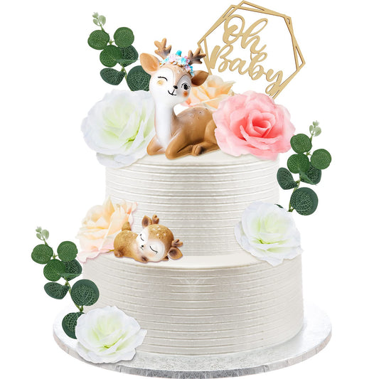 Taiyin Oh Baby Cake Toppers for Baby Shower Cute Deer Cake Toppers