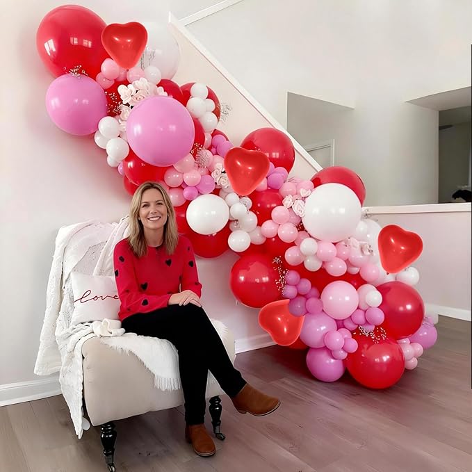 Valentines Day Balloon Arch Kit Pink Red Balloons Garland Red Pink