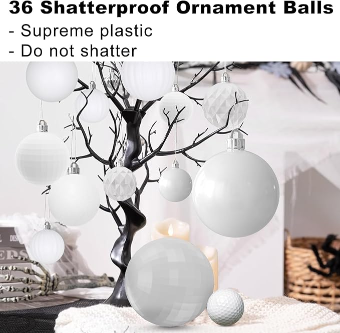 White Christmas Ornaments - Christmas Tree Decorations Shatterproof