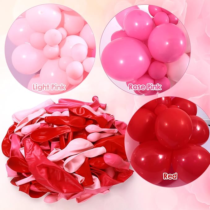 150Pcs Valentine's Day Balloon Garland Arch Kit Pink Red Rose Red