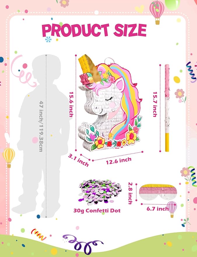 Unicorn Piñata for Birthday Party Girl Princess Party Piñata with