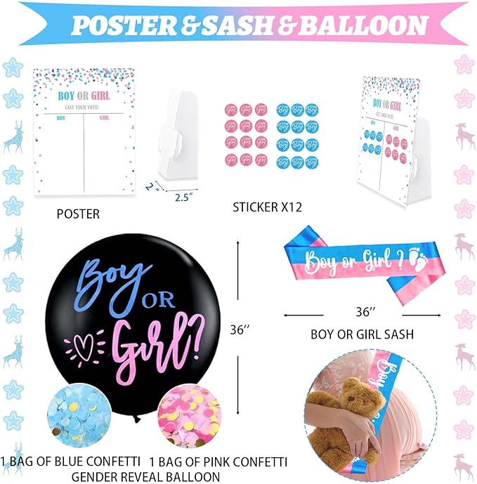 Buck or Doe Gender Reveal Decorations 169 PCs Boy or Girl Gender