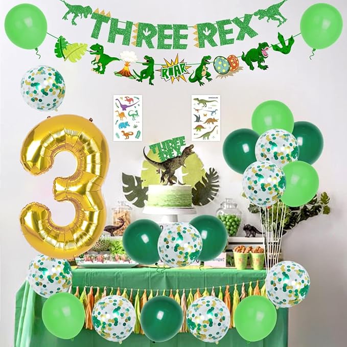 Three Rex Birthday Party Decoration Boy Dinosaur 3rd Birthday