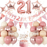 21st Birthday Decorations for Her Retro Pink Nude Number 21 Balloon