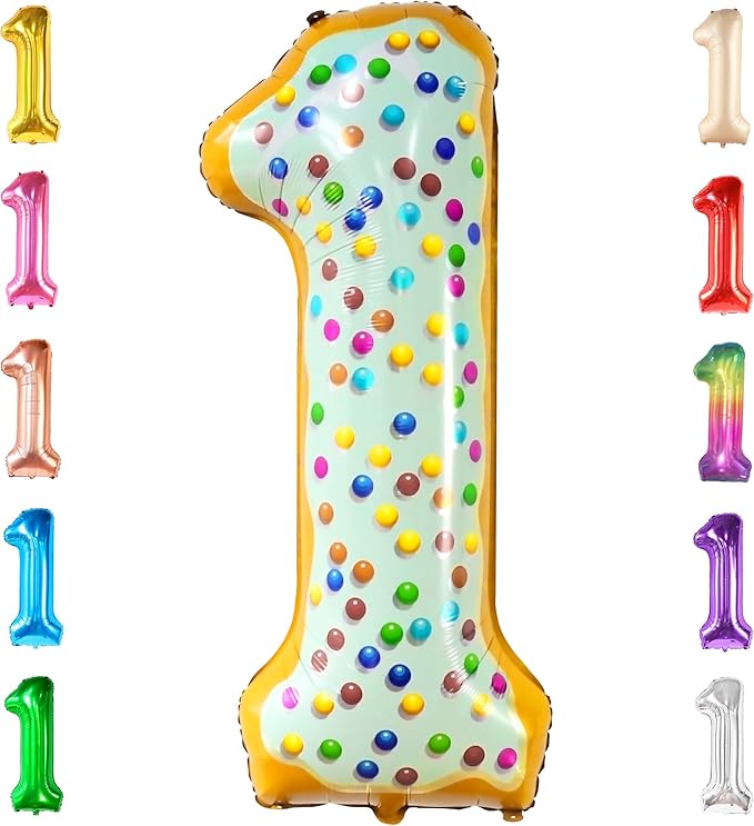 KatchOn, Giant One Donut Balloon - 40 Inch | Donut 1 Balloon for
