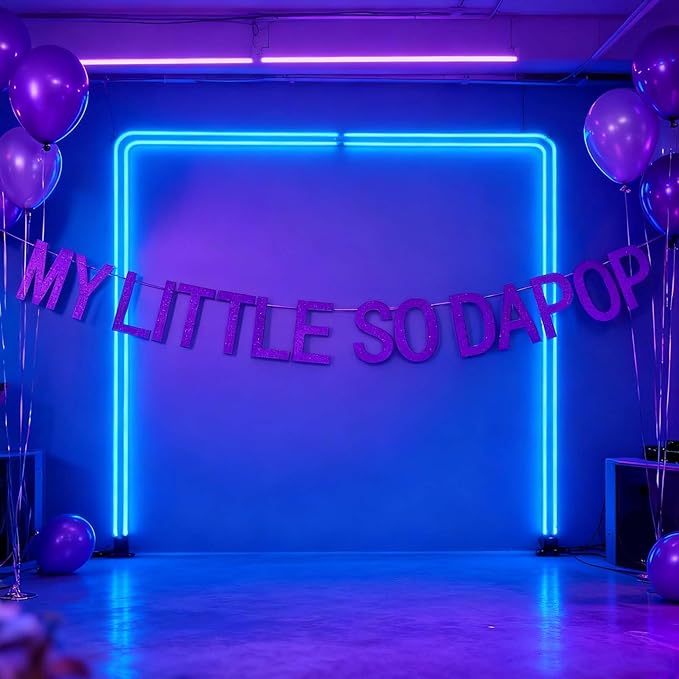 “MY LITTLE SODA POP” Kpop Music Movie Party Banner, Purple Soda Theme