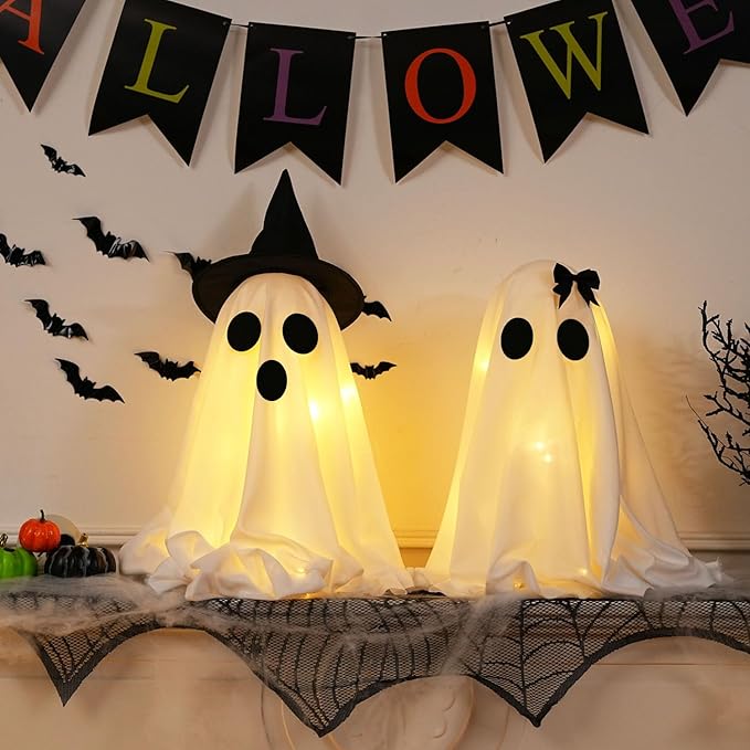 Timer Light Up Halloween Scary Ghost Decorations Set of 2 DIY Spooky