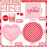 112 Pcs Valentine's Day Party Supplies Set for 24 Guests Paper