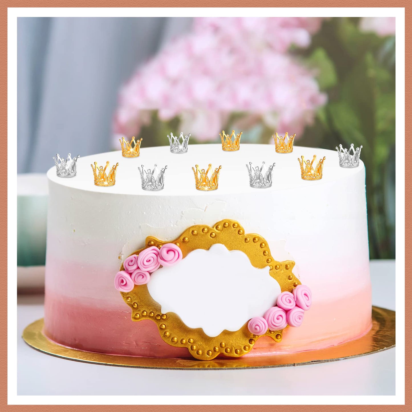 12 Pcs Crown Cake Topper Mini Baby Crown Tiny Queen Small Alloy Gold, 