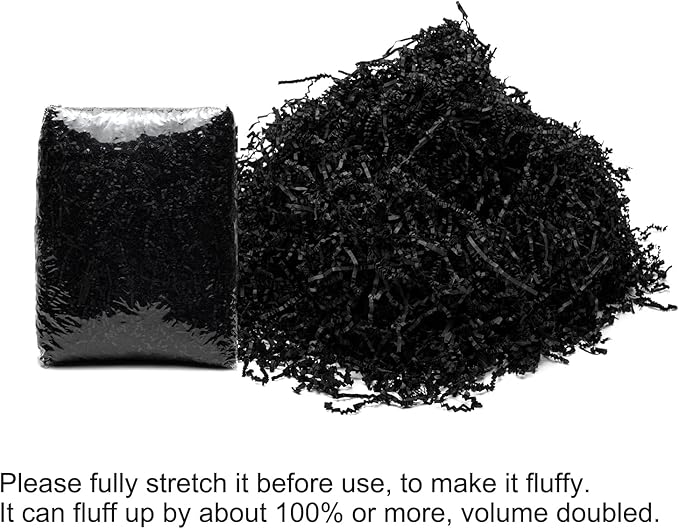 Mefleet 2 LB Crinkle Cut Paper Shred Filler Black Crinkle Shredded